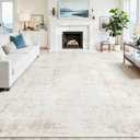 9x12 Washable Area Rug for Living Room Bedroom: Non-Slip Modern Beige White