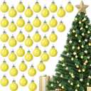 60 Pcs 1.18 inches Yellow Christmas Ball Christmas Tree Ornaments Christmas Tree Pendants Xmas Shiny Balls Baubles Set for Christmas Tree Hanging Wreath Garland DecorationsYellow