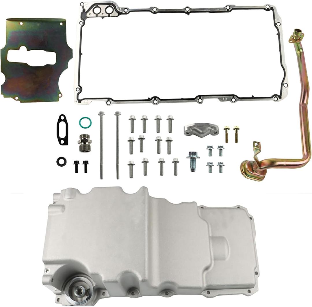 Silscvtt Aluminum Oil Pan Kit Low Profile Ls Oil Pan Replacement for Classic Car Muscle Car Trucks LS1 LS2 LS3 LS6 LSX Engines 1955-1987 302-1