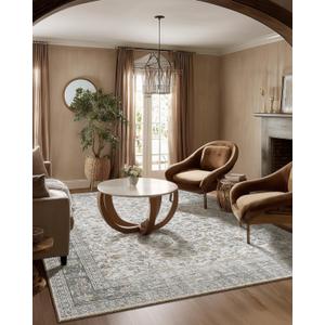 Machine Washable Rugs for Living Room: 5x7 Area Rugs for Bedroom Vintage Stain Resistant Non Slip Low Pile Soft Boho Carpet for Kitchen Dining Room Farmhouse Kids Room Nursery