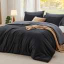 Bedsure Queen Comforter Set, Black Grey Soft Prewashed Bedding for All Seasons, 3 Pieces GentleSoft Bed Set, 1 Lightweight Comforter (90"x90") and 2 Pillowcases (20"x26")