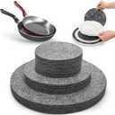 Jucoan Set of 80 Felt Plate Dividers, 5/7.5/10.5 Round Thick Soft Felt Plate Dish Separator Protectors for Porcelain, China, Dishes & Saucers Stacking and Package, Grey, 3 Sizes