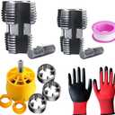 Electric Drill Compatible Pvc Pipe Threader Kit,Pvc Pipe Threader,4/6 Points,6 Points/1 Inch,Comes with 1 Pair of Black Red Gloves,Suitable for Electric Drill (Inside + Outside)