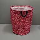Pink Leopard Texture Round Laundry Hamper Storage Basket Toys Clothes Organizer Bin For Home Bathroom Bedroom Dorm Nursery, 38l