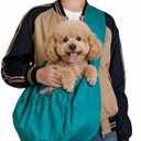 Puppy Sling Carrier for Small Dog-Widened and Thickened Shoulder Strap with Storage Pocket, Adjustable Hands-Free Small Dog Carrier Sling for Outdoor, Cat & Dog Sling Carrier 7-15 lbs,(Peacock Blue).