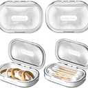 Kigley 4 Pcs Hair Tie Container Small Portable Travel Cotton Swab Holder Flosser Dispenser with Lid Plastic Box Beads Storage Containers for Small Items, 3.94 x 2.76 Inch (White)