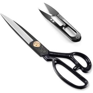 Left-Handed Sewing Fabric Scissors, 10 Inch Dressmaking Taior's Shears-Electroplated Finishing High Carbon Steel Scissors for Crafting, Tailoring, Leather-Cutting(Thread Cutter INCL) (Black)