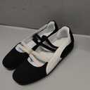 iiimmu Women Ballet Flats Mary Jane Sneakers with Elastic Straps with Cushioned Insole for Daily Wear, 7