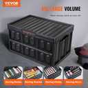 VEVOR 45L Collapsible Storage Bins with Lids 3 Packs, Stackable Utility Crates with Handles, Large Folding Containers for Organizing Tools, Snacks, Books, Food, Drinks, Camping & Transport  45L-Black-3PC