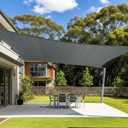 Cool Area Sun Shade Sail 12x16FT Rectangle Shade Canopy Outdoor Sunshade for Patio Backyard Garden, Dark Grey