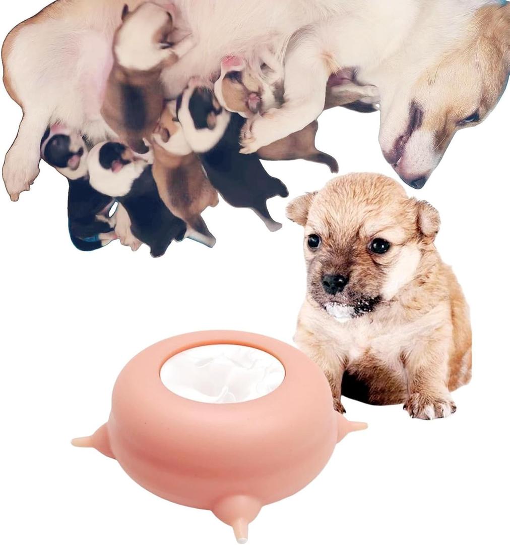 2023 New Milk Feeder for Kittens and Puppies, Puppy Feeders for Multiple Puppies, Food Grade Silicone Kitten Puppy Milk Nipple Feeder Pet Kitty Pacifier Bowl Feeder with 3/4 Nipples (4 Nipples 200ML)