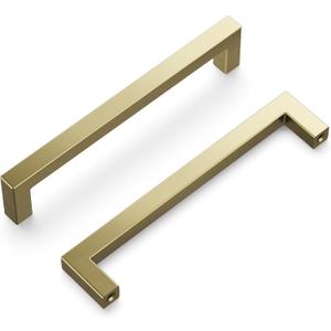 Hickory Hardware Solid Core Kitchen Cabinet Handle, Hardware for Doors & Dresser Drawers, 5-1/16 Inch Hole Center, Elusive Golden Nickel, Skylight Collection (Pack of 1)