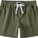 NIMENJOJA Mens 5.5" Athletic Gym Shorts Cotton Jogger Workout Lounge Jersey Zipper Pocket Sweat Shorts (Medium, Olive)