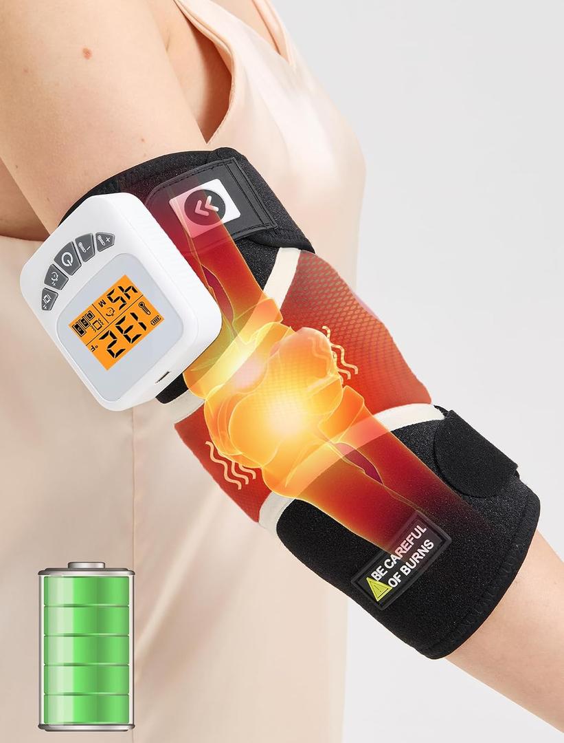 CAMECO 2-in-1 Cordless Elbow Massager with Heat for Tennis Elbow & Tendonitis Pain Relief, 5000mAh Battery & 104-140 Arm Heating Pad Sleeve with Vibration, Rechargeable Heated Elbow Wrap Brace