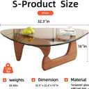 Modern Glass Coffee Table, Mid Century Small Coffee Table, Coffee Table for Living Room,Suitable for Bedroom Living Room Reception Office Tables (Walnut/Transparent, Small), Small 32.2 * 22.4 * 16in