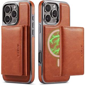 Casus Wallet Case for iPhone 16 Pro Max Compatible with MagSafe for Men Women, Detachable Magnetic Wallet Phone Case with Card Slot Holder for iPhone 16 Pro Max 6.9" (Brown)