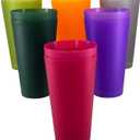 Premium 32-ounce Large Cups, Multicolor Plastic Tumblers BPA Free Set of 12 for Indoor Outdoor Use (Multicolors)