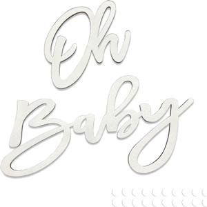 Oh Baby Sign for Backdrop, Wooden Baby Shower Sign White Letters Party Banner for Boy/Girl Decorations Backdrop Party