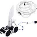 MAKHOON Upgrade Pool Pressure Side Sweeper: Professional Solution for Cleaning Your Swimming Pool (Four Wheels are Better Than Three) Need 1.5" Female Thread Pool Booster Pump Inlet, 4 Bar Pressure, White