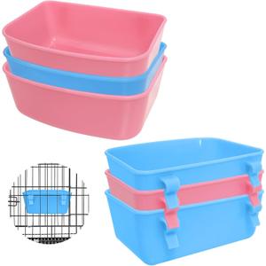 10 Pack Feeder (Blue, Pink), Hanging Feeder,Food and Water Container, Bath Water Bowl Universal for Birds Hamsters Mice Rats Rabbit Guinea Pig Small Pets (S)
