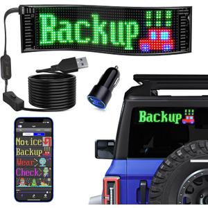 KJOY USB 5V LED Sign, Bluetooth, App Control, Flexible, Programmable Custom Text Pattern Animation Scrolling Display for Car, Store, Party, Bar, Hotel, Concert, 14.6''x3.6''
