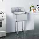 VEVOR Stainless Steel Prep & Utility Sink, 1 Compartment Free Standing Small Sink Include Faucet & legs, 21"x18" Commercial Single Bowl Sinks for Garage, Restaurant, Kitchen, Laundry, Bowl Size 18*18in