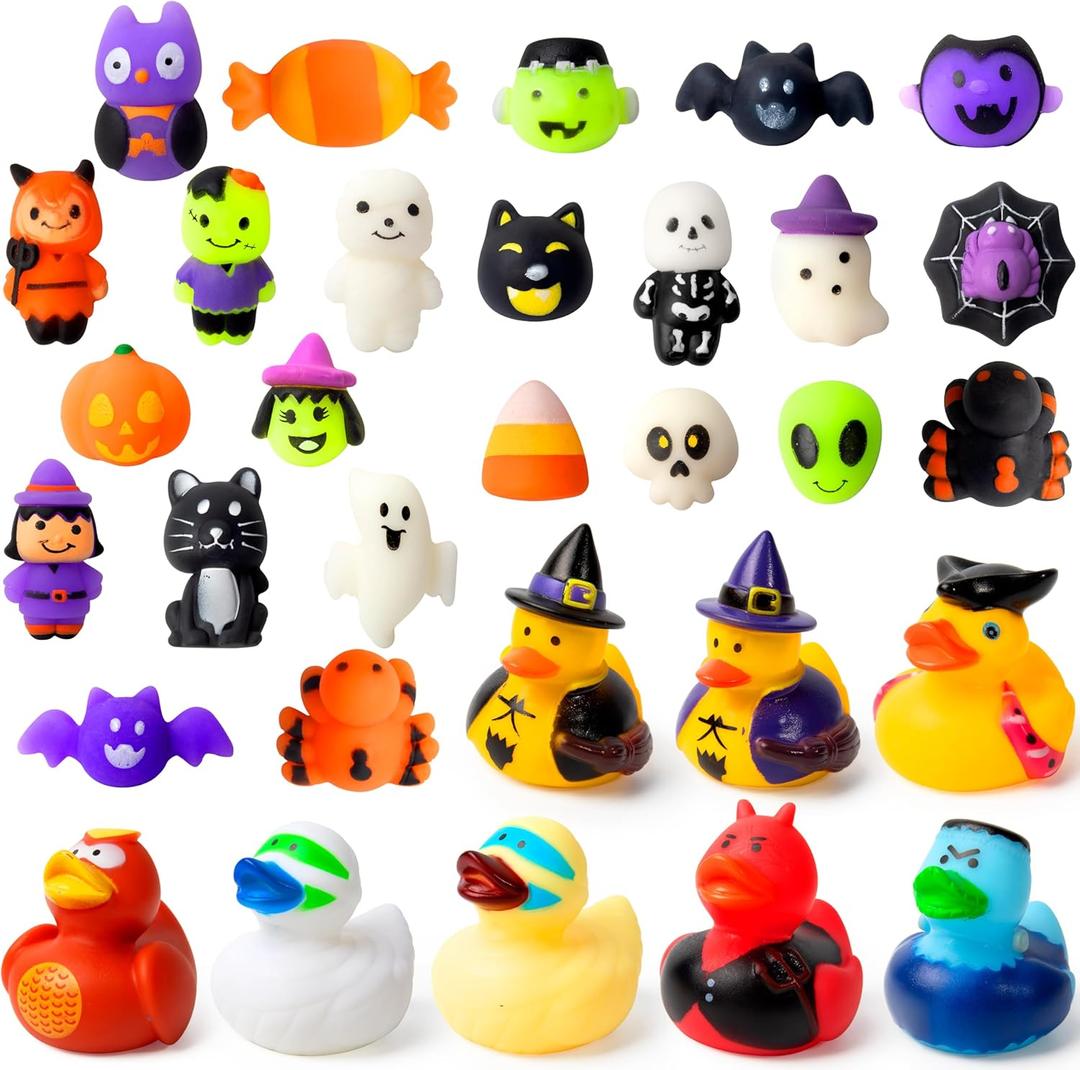 JOYIN Halloween Mochi Squishy Toys and Rubber Duck Surprise Toy Set, Holiday CountDown to Halloween, Advent Calendar Toys for Kids Party Favor Supply, Trick or Treating