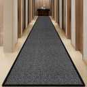20 ft Jute Hallway Rug Runner Non Slip Washable, Rubber Backed Extra Kitchen Long Carpet Runner, Black Absorbent Laundry Room Rug Mat