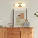 AIJIASI Gold Bathroom Light Fixtures - 16 Inch Modern Vanity Light 15W 5CCT Dimmable LED Bathroom Sconce with Acrylic Shade, Indoor Vanity Lighting Fixtures Over Mirror