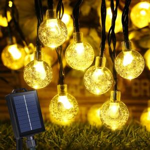Joomer Solar Powered String Lights,39FT 60 LED Outdoor Solar String Lights Crystal Ball Lights 8 Modes Globe Lights for Garden, Gazebo, Porch, Lawn, Patio, Tree Decor (Warm White)