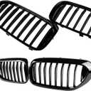 G30 Grille, Black Front Kidney Grille Grill Compatible with BMW 2017-2019 5 Series G30 M5 530e 530e xDrive 530i 530i xDrive 540i 540i xDrive, Gloss Black Single Slats