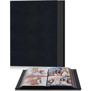 Popotop Photo Album 4x6 200 Pockets for Wedding Gifts,Linen Hardcover Picture Albums for Family Anniversary Baby Vacation Pictures (Black)