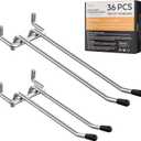 INCLY 4/6 Inch Pegboard Hooks, 36 Pack Heavy Duty Double Arm Peg Board Straight Hooks, Peg Board Tool Hangers Fit for 1/4" Pegboard Garage Hanging Tools, Craft Organizing, Kitchen, Store