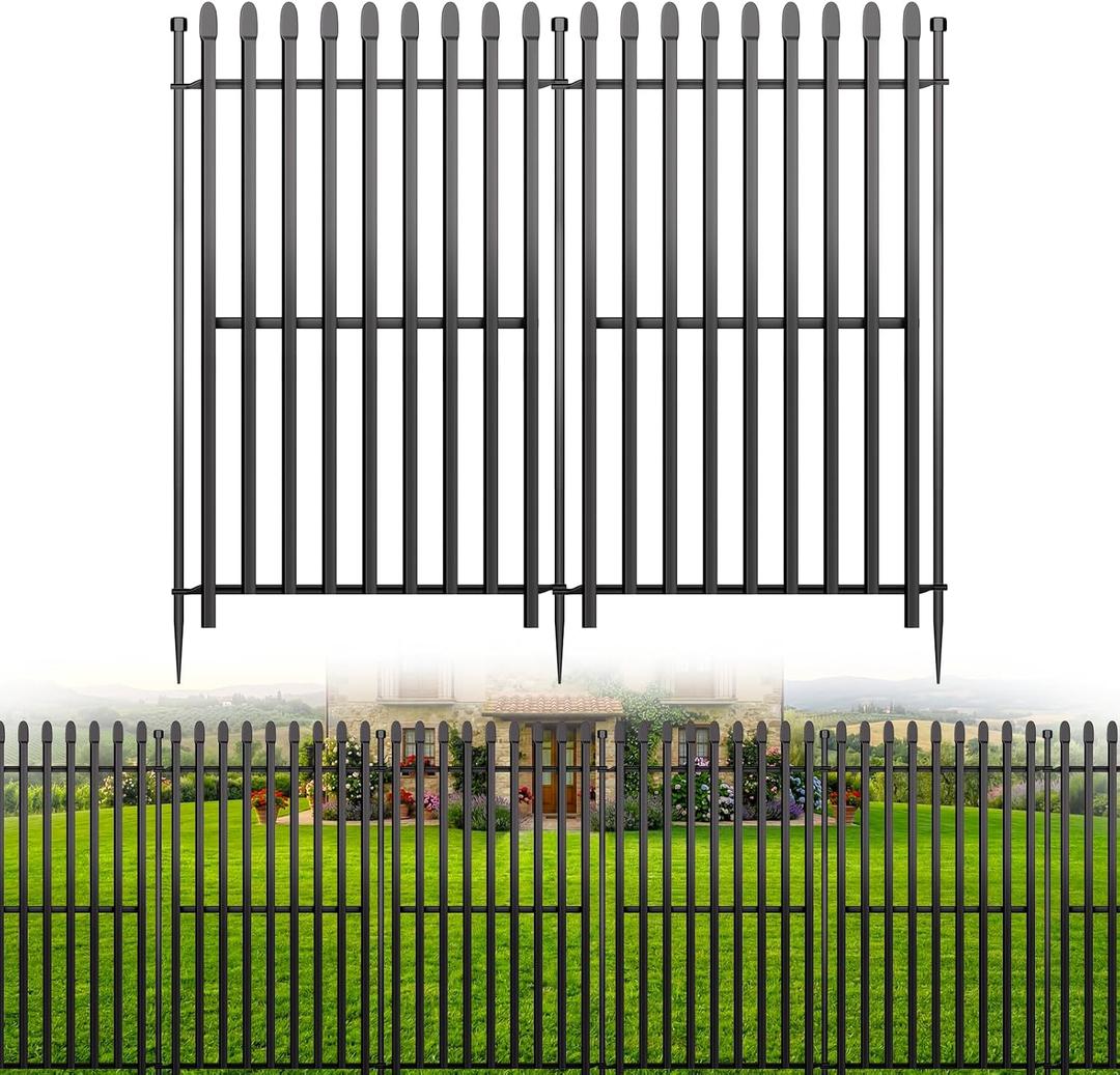 10 Panels No Dig Decorative Garden Fence, 40in(H)22ft(L) Heavy-Duty Rustproof Metal Panels, Outdoor Dog Barrier for Yard & Patio, Landscape, Border| Portable Temporary Fencing