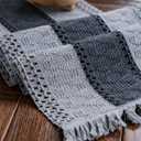 Alynsehom Macrame Table Runner Grey Boho Table Runners with Tassels Hand Woven Cotton Table Runner Rustic Farmhouse Table Runners for Bohemian Kitchen Dining Table(12x36in)