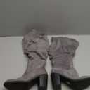 Luoika Women's Extra Wide Calf Cowboy Knee High Boots, Wide Width Cowgirl Slouchy Boots Chunky Pump Heel Plus Size Western Boot,(Grey 702), Size 10,5 