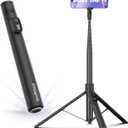 KraftGeek Automatic Tripod for iPhone, 66" Phone Tripod Selfie Stick for Cell Phone, Tripod Stand with Remote for Video Recording, Black