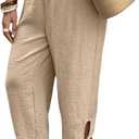 SOLY HUX Women's Boho Hollow Out Elastic High Waist Baggy Wide Leg Pants Casual Palazzo Trousers (L)