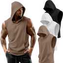 3 Pack Men's Workout Hooded Tank Tops Sleeveless Gym Hoodies Muscle Bodybuilding Cut Off Shirts (XXL)