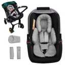 Baby Car Seat Head Support for Doona Stroller, Thickened Infant Carseat Head Support with 3 Strap Covers, Reversible Car Seat Insert for Newborn, Baby Car Seat Cushion with Filled Natural Cotton (Gray)