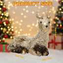 Syhood Christmas Deer Decor Champagne Sitting Deer Table Decorations 11" x 7" Reindeer Figurines Handcrafted Elk Statues Table Centerpieces for Home Fireplace, Under The Christmas Tree