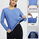 baleaf Women's Long Sleeve Workout Shirts for Women Active Tops Soft Activewear Moisture Wicking Running Clothes Travel (Blue, M)