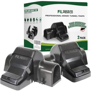 Set of 4 Professional Grade Extra Large Tunnel Rat Snap Traps, Mouse Trap, Reusable Trap, Heavy Duty for Indoor and Outdoor Pest Control Rodent Solutions