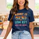 Last Day of School Teacher Shirt Women Admit It You'll Low Key Miss Me Bruh Teacher T Shirt Sumemr End of Year Teacher Tee Blue (S)