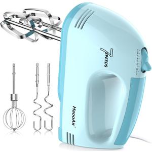 Electric Handheld Mixer, 7-Speed Adjustable Kitchen Mixer, 5 Stainless Steel Accessories (2 * Dough Hooks, 2 * Beaters, 1 * Whisk), Perfect for Kitchen and Baking Food Mixers, Blue