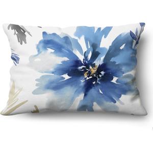 Americanflat 20x14 Throw Pillow with Premium Polyester - Decorative Pillows for Home Decor - Stylish Pillows for Couches, Bedrooms and Chairs - White and Indigo