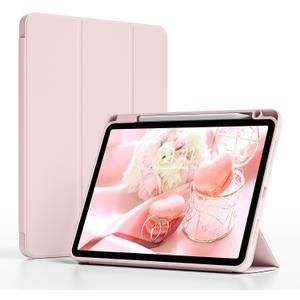 Case for iPad Air 11 inch M2/M3/M4 (2024/2025/2026), iPad Air 5th/4th Generation (2022/2020) 10.9 Inch-Shockproof Cover with Apple Pencil 2 Charging & Holder, Auto Wake/Sleep (Pink)