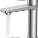 FORIOUS Brushed Nickel Bathroom Faucet 1 Hole, Single Handle Single Hole Bathroom Faucet Brushed Nickel with Deck Plate and Pop Up Drain, CUPC Hoses for One Handle Vanity Sink, Rv, Camper, Farmhouse