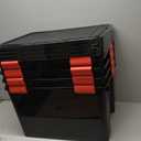 IRIS USA WeatherPro 74 Qt Storage Bins with Lids, 4 Pack, BPA-Free Plastic Gasket Box with Tight Latch and Seal, Stackable Nestable Tote Tub - Black/Red