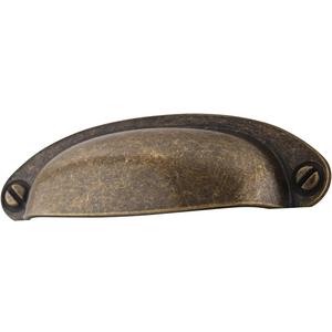 6-Pack 3 1/2" Hole spacing Antique Bronze Vintage Farmhouse Style Pulls Cup Pull Handles Knobs Shell Ear-Like Handle Knobs for Cabinet Dresser Drawer Bin 3.5 inch 89mm (6, Antique Bronze)